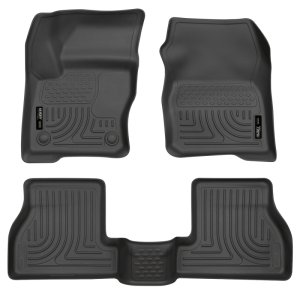 Ford Focus Floor Liners - Front + Rear - Husky Liners - WeatherBeater Combo - Black - 2012
